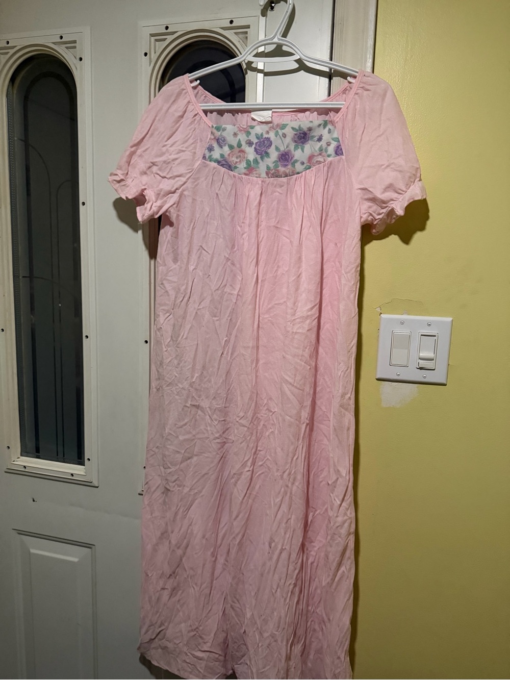 Pink Floral Yoke Nightgown Dress